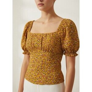 Floral Boho Blouse For Women Balloon Sleeves Small